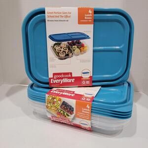 2pk Goodcook Everyware Plastic Storage Container Rectangle with Light Blue Top